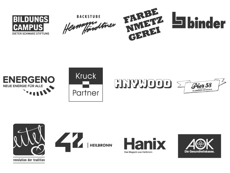 Kundenlogos — Bildungscampus, AOK, 42 Heilbronn, Hanix und mehr